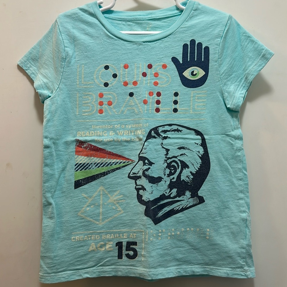 Peek short sleeve tee shirt size 6-7 years braille